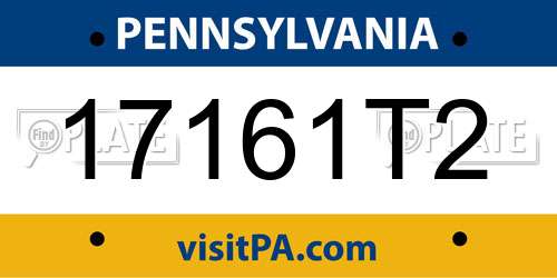 17161T2 Pennsylvania License Plate
