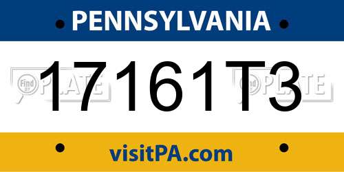 17161T3 Pennsylvania License Plate