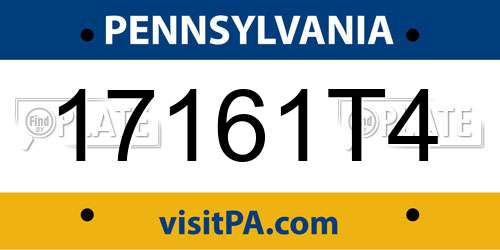 17161T4 Pennsylvania License Plate
