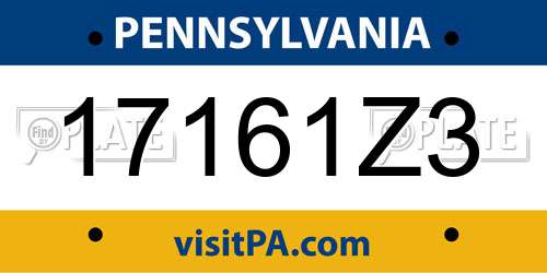 17161Z3 Pennsylvania License Plate