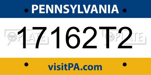 17162T2 Pennsylvania License Plate