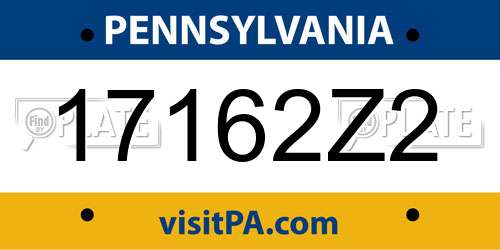 17162Z2 Pennsylvania License Plate