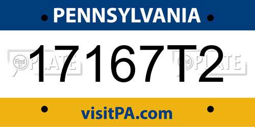 17167T2 Pennsylvania License Plate