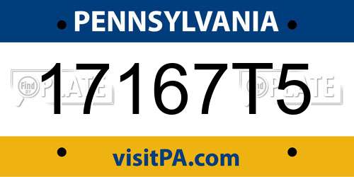 17167T5 Pennsylvania License Plate
