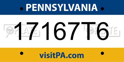 17167T6 Pennsylvania License Plate