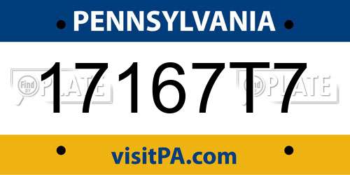 17167T7 Pennsylvania License Plate