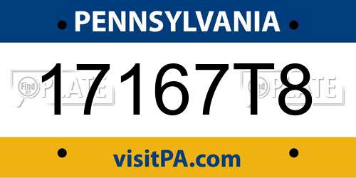 17167T8 Pennsylvania License Plate