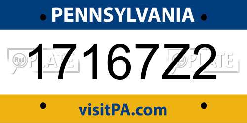 17167Z2 Pennsylvania License Plate