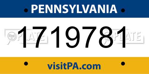 1719781 Pennsylvania License Plate