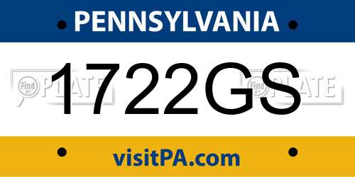 1722GS Pennsylvania License Plate