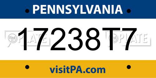 17238T7 Pennsylvania License Plate
