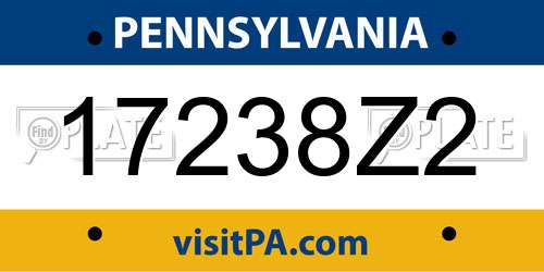17238Z2 Pennsylvania License Plate