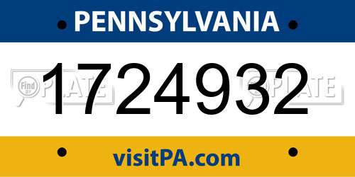 1724932 Pennsylvania License Plate