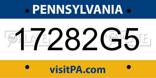 17282G5 Pennsylvania License Plate