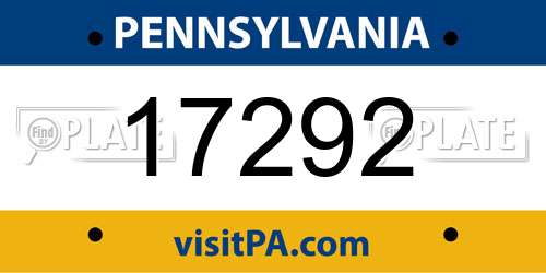 17292 Pennsylvania License Plate
