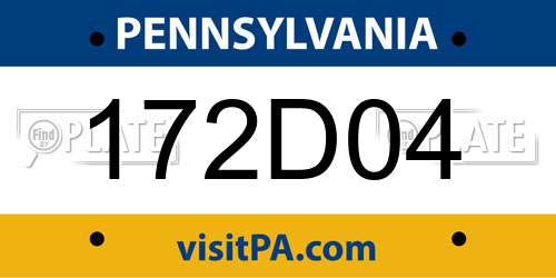 172D04 Pennsylvania License Plate