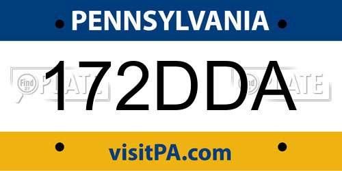 172DDA Pennsylvania License Plate