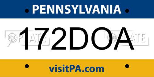 172DOA Pennsylvania License Plate