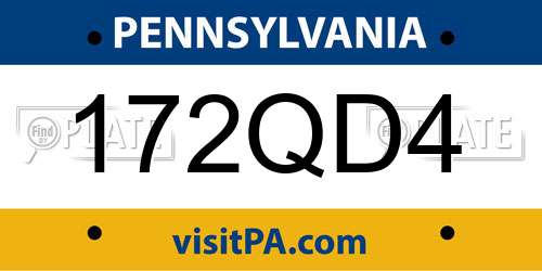 172QD4 Pennsylvania License Plate