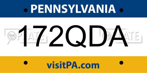 172QDA Pennsylvania License Plate