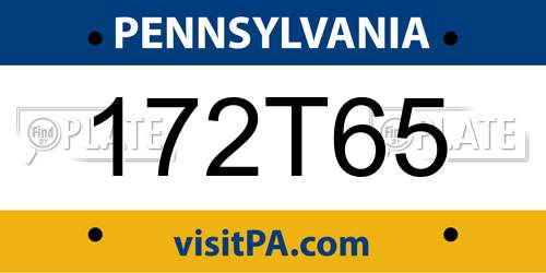 172T65 Pennsylvania License Plate