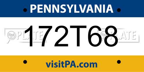 172T68 Pennsylvania License Plate