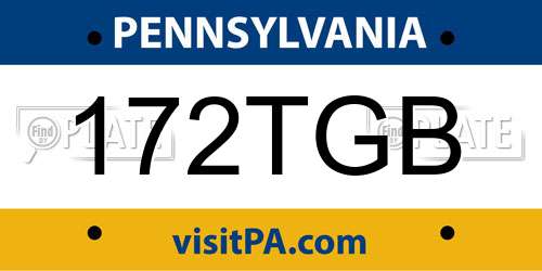 172TGB Pennsylvania License Plate