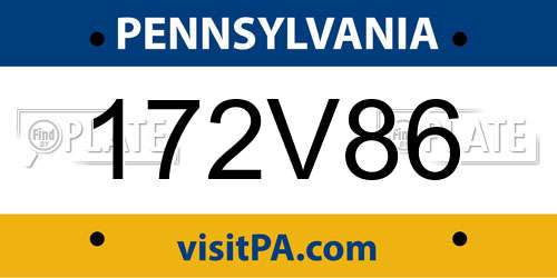 172V86 Pennsylvania License Plate