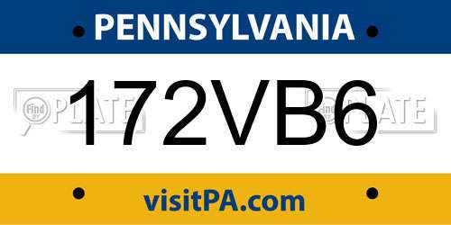 172VB6 Pennsylvania License Plate