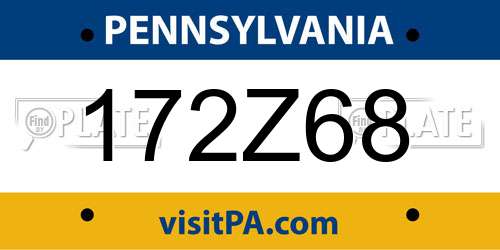 172Z68 Pennsylvania License Plate