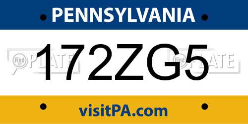 172ZG5 Pennsylvania License Plate