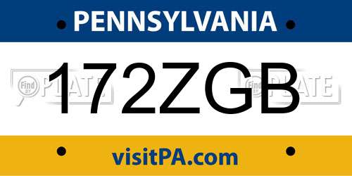 172ZGB Pennsylvania License Plate