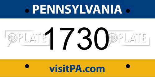 1730 Pennsylvania License Plate