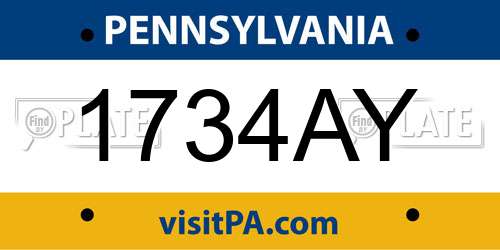 1734AY Pennsylvania License Plate