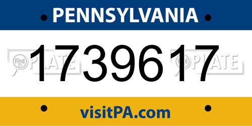 1739617 Pennsylvania License Plate