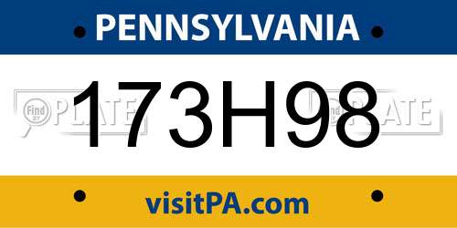 173H98 Pennsylvania License Plate