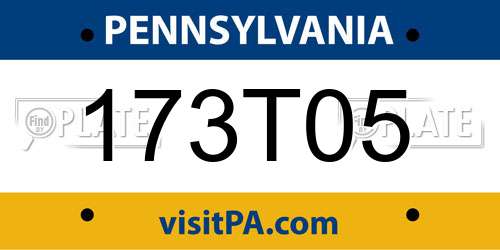 173T05 Pennsylvania License Plate