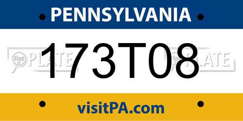 173T08 Pennsylvania License Plate