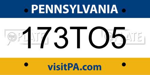 173TO5 Pennsylvania License Plate