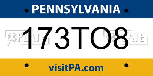 173TO8 Pennsylvania License Plate