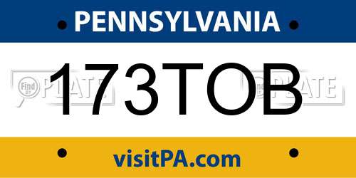 173TOB Pennsylvania License Plate