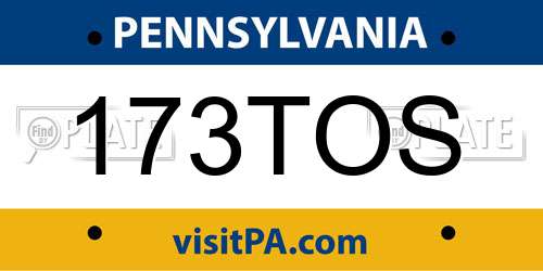 173TOS Pennsylvania License Plate