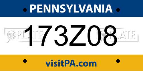 173Z08 Pennsylvania License Plate