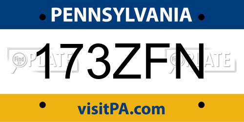 173ZFN Pennsylvania License Plate