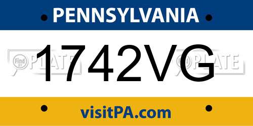 1742VG Pennsylvania License Plate