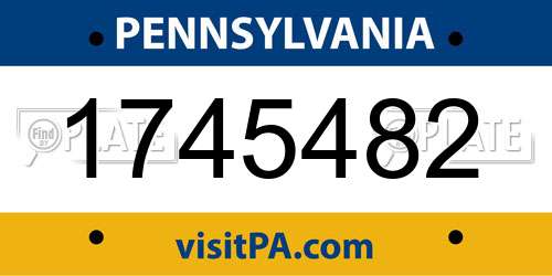 1745482 Pennsylvania License Plate