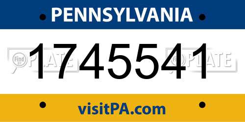 1745541 Pennsylvania License Plate