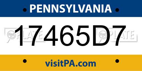 17465D7 Pennsylvania License Plate