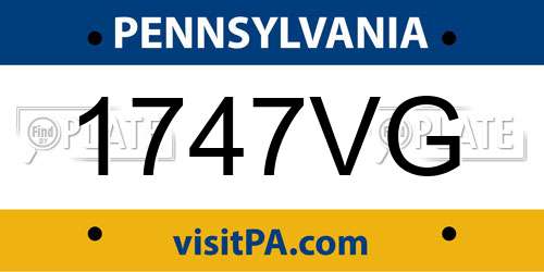 1747VG Pennsylvania License Plate
