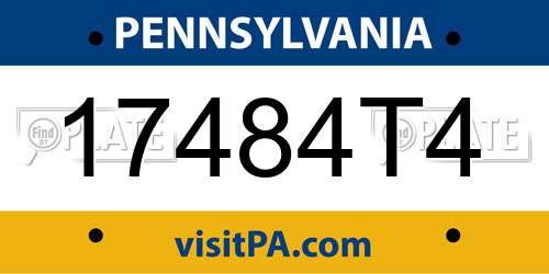 17484T4 Pennsylvania License Plate